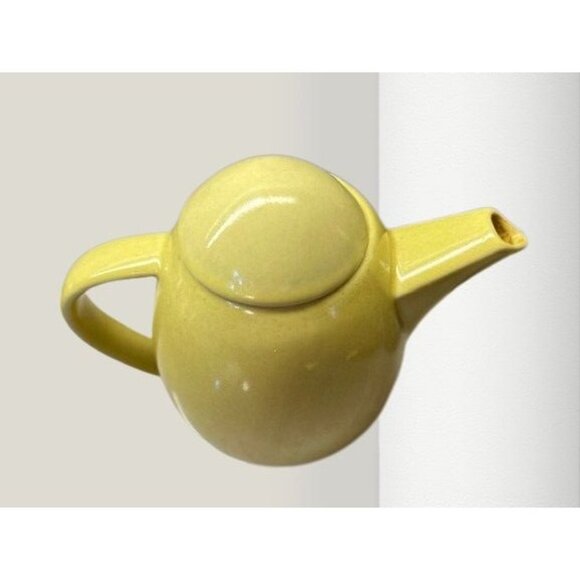 Vtg Made in Sweeden Tee Pot Hoganas Keramik Stengods Yellow Mid-Century 9" x 7" - Picture 2 of 12